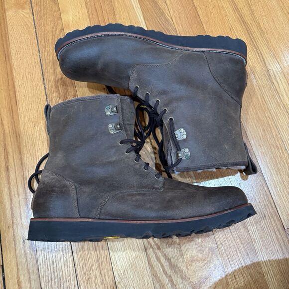 Ugg Hannen Mens Waterproof Sheepskin Leather Lace Up Winter Combat Boots Size 13